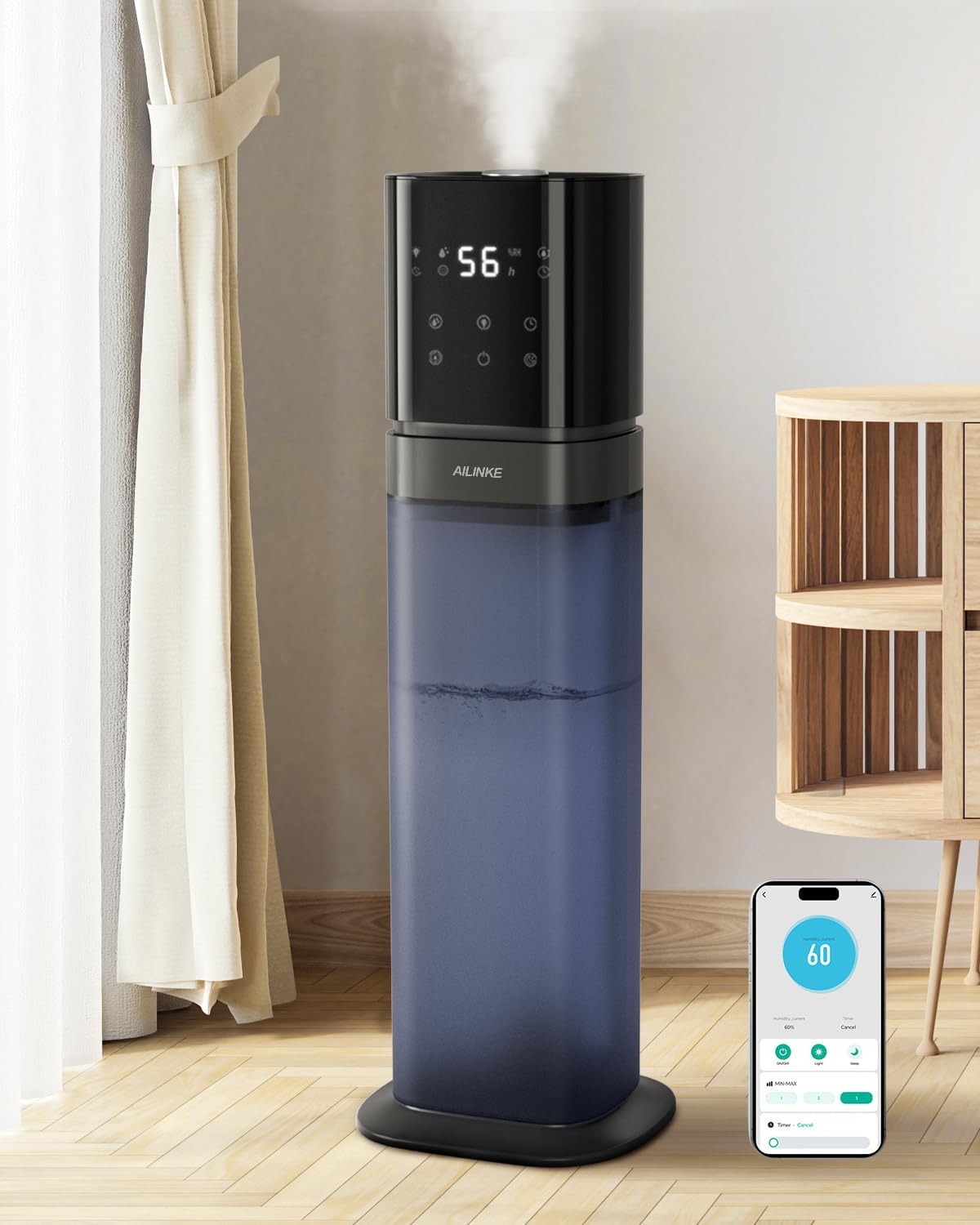 thumbnail image 2 of Humidifier Large Room Home, 8L Humidifiers For Bedroom Living Room With Extended Tube Night Light Top Fill Humidifier For Whole House Office Plants With Timer Remote 2 of 14