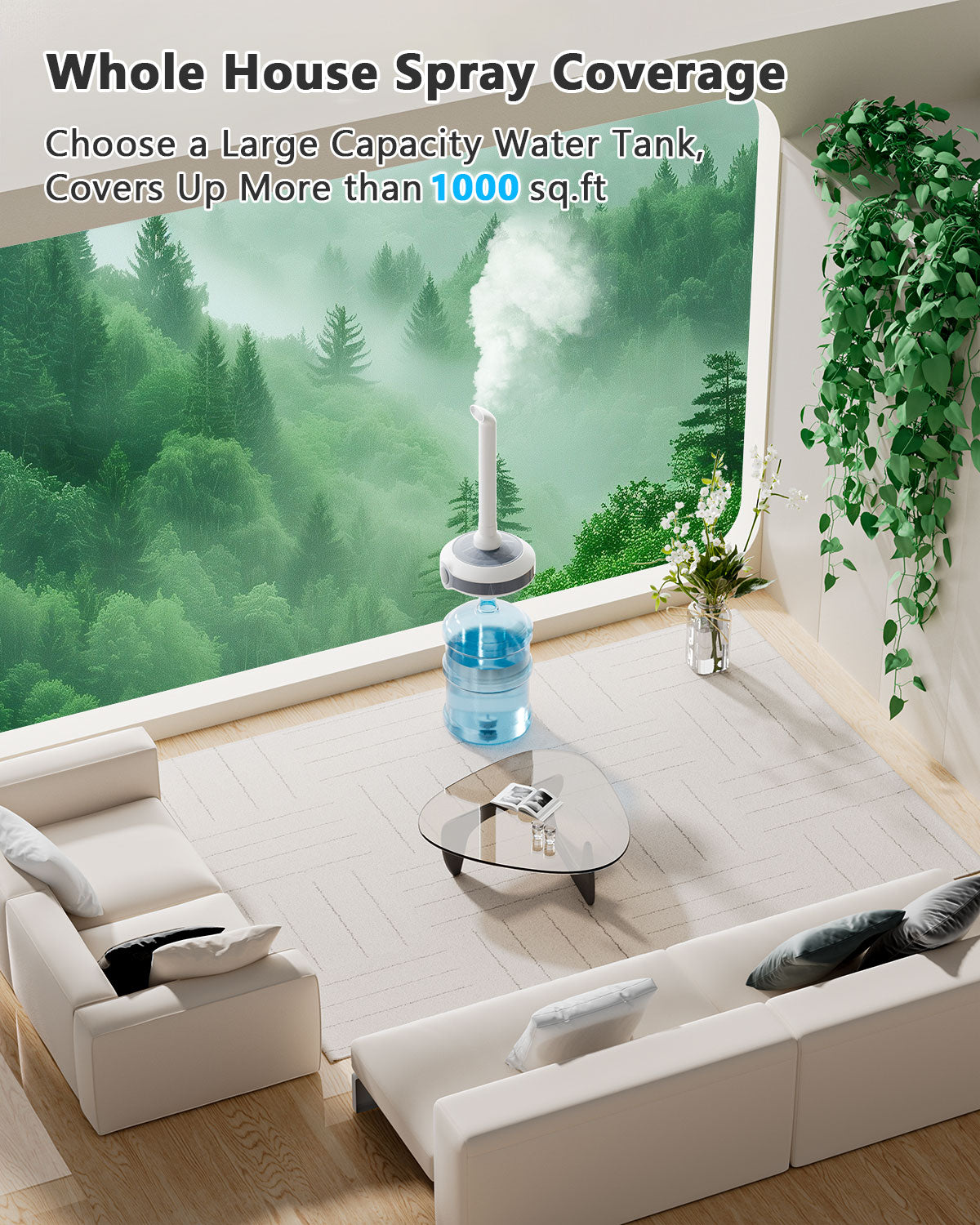 Humidifier Large Room 1000 sq.ft. AILINKE Whole house & Commercial Humidifier 800ml/h Mist Output, Tankless Ultrasonic Cool Mist Industrial Humidifiers for Home, Office, Plants, Greenhouse, Warehouse