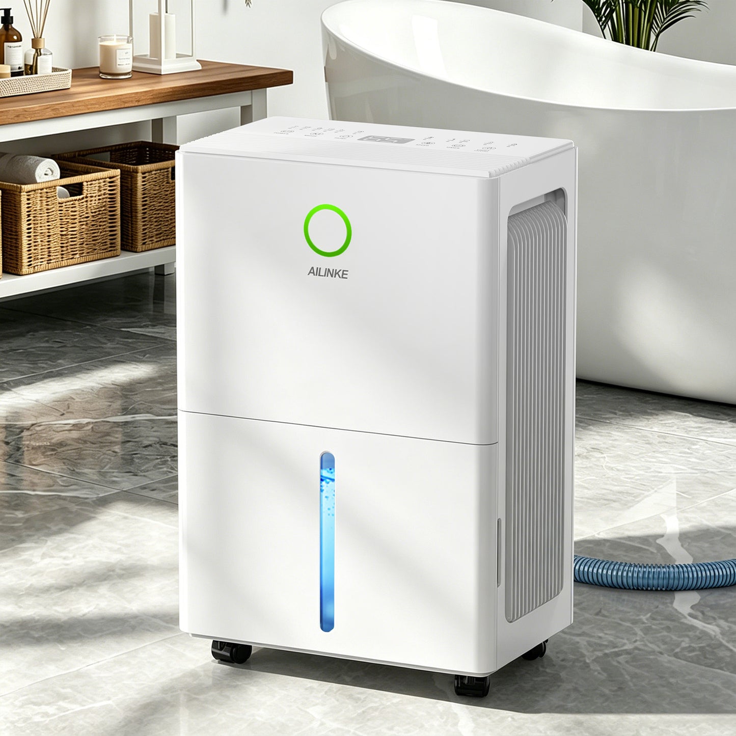 Dehumidifier for Basement with Drain Hose, 30 Pint Dehumidifiers for Home up to 2000 sq ft, Dehumidifier for Bathroom with Auto Humidity Control, Dehumidifiers for Bedroom, 24H Timer, White