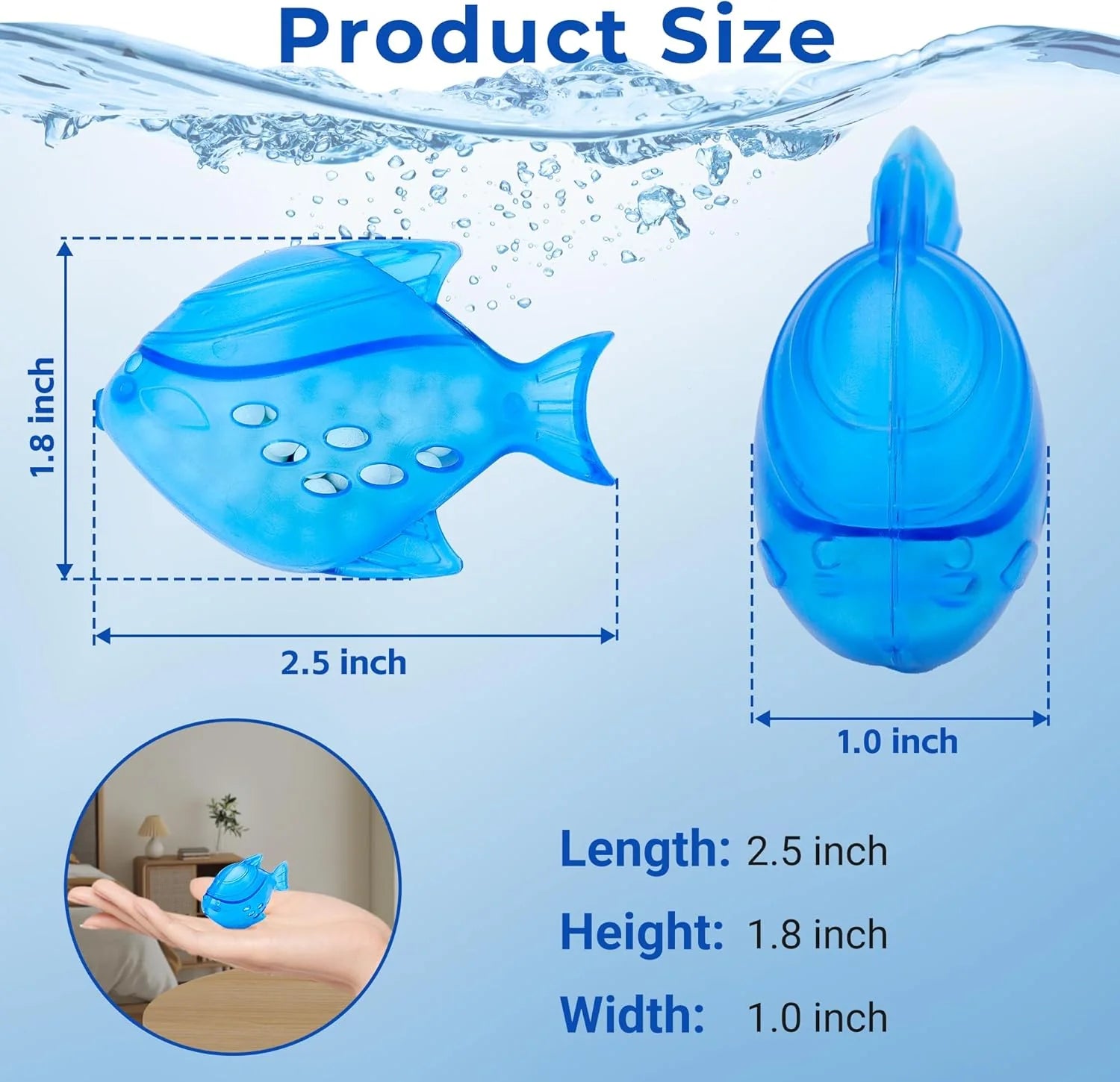 6 Pack Universal Humidifier Cleaner Fish – Compatible with All Keecoon Ultrasonic Humidifiers, Purifies Water, Prevents Scale & Hard Water Build-Up, Blue