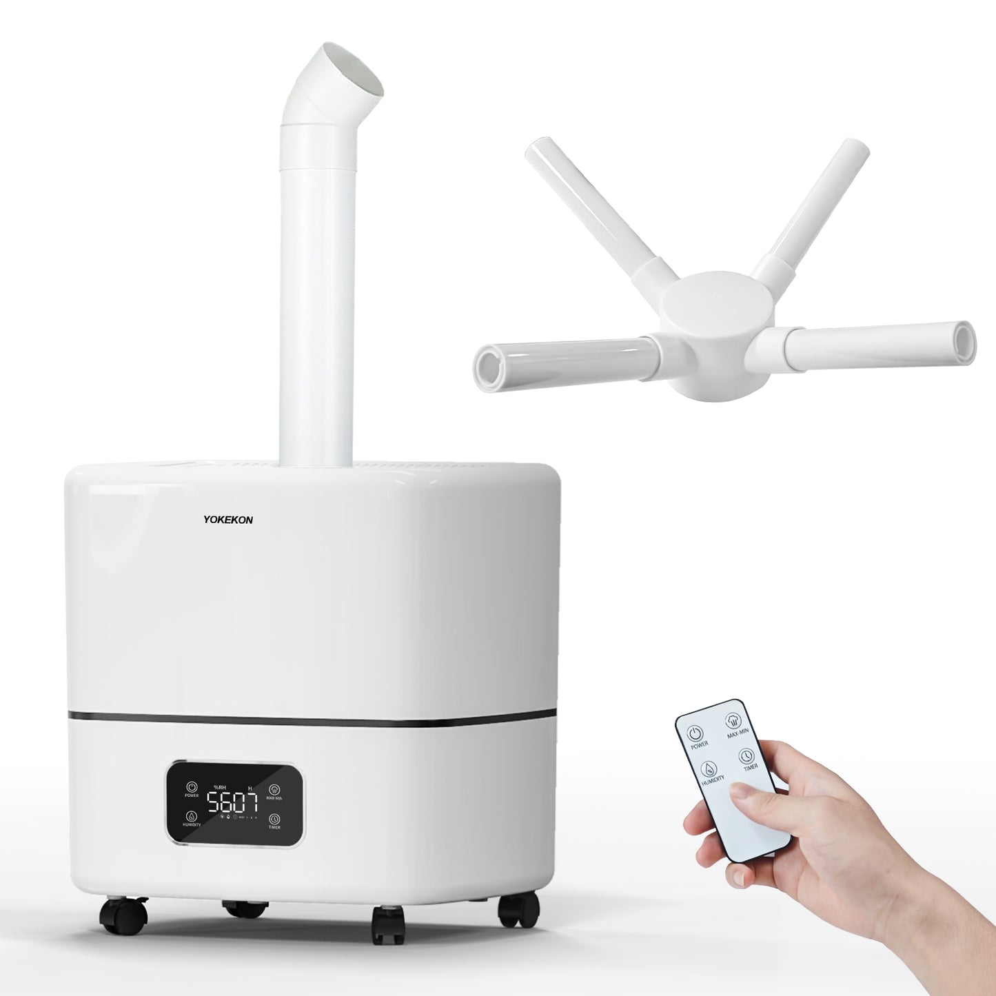 Humidifier Large Room, 30L/7.93Gal Large Commercial Humidifier 5000 sq.ft, Top-Fill Whole House Humidifiers with Extension Tube, 3 Mist Mode, Timer – Ideal for Plants, Office, Warehouse & Greenhouse