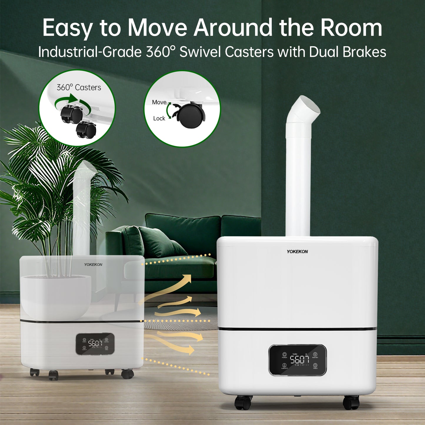 Humidifier Large Room, 30L/7.93Gal Large Commercial Humidifier 5000 sq.ft, Top-Fill Whole House Humidifiers with Extension Tube, 3 Mist Mode, Timer – Ideal for Plants, Office, Warehouse & Greenhouse