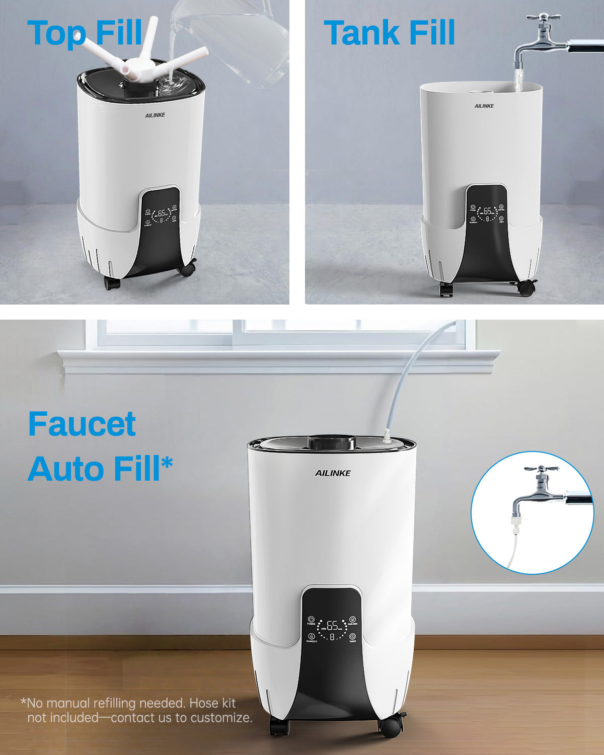 Humidifier Large Room, 4.2Gal/16L Cool Mist Humidifiers for Bedroom Home 2000 sq.ft,Top Fill, 3 Stainless Steel Atomizers,360°Nozzle Extension Tube, Commercial/Office/Plants/Whole House, White