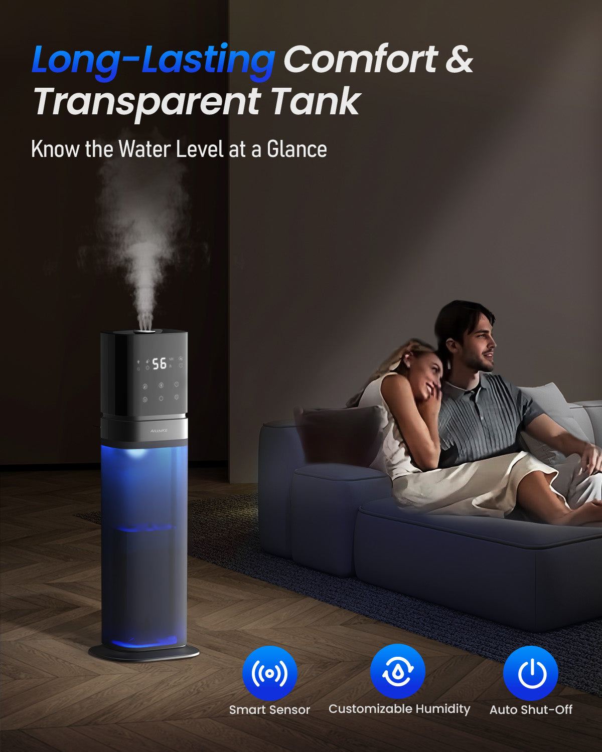 thumbnail image 2 of Humidifier Large Room Home, 8L Humidifiers For Bedroom Living Room With Extended Tube Night Light Top Fill Humidifier For Whole House Office Plants With Timer Remote 2 of 14