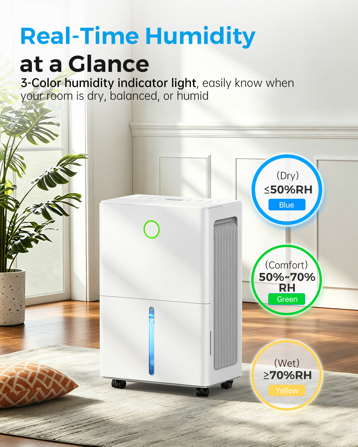 Dehumidifier for Basement with Drain Hose, 30 Pint Dehumidifiers for Home up to 2000 sq ft, Dehumidifier for Bathroom with Auto Humidity Control, Dehumidifiers for Bedroom, 24H Timer, White