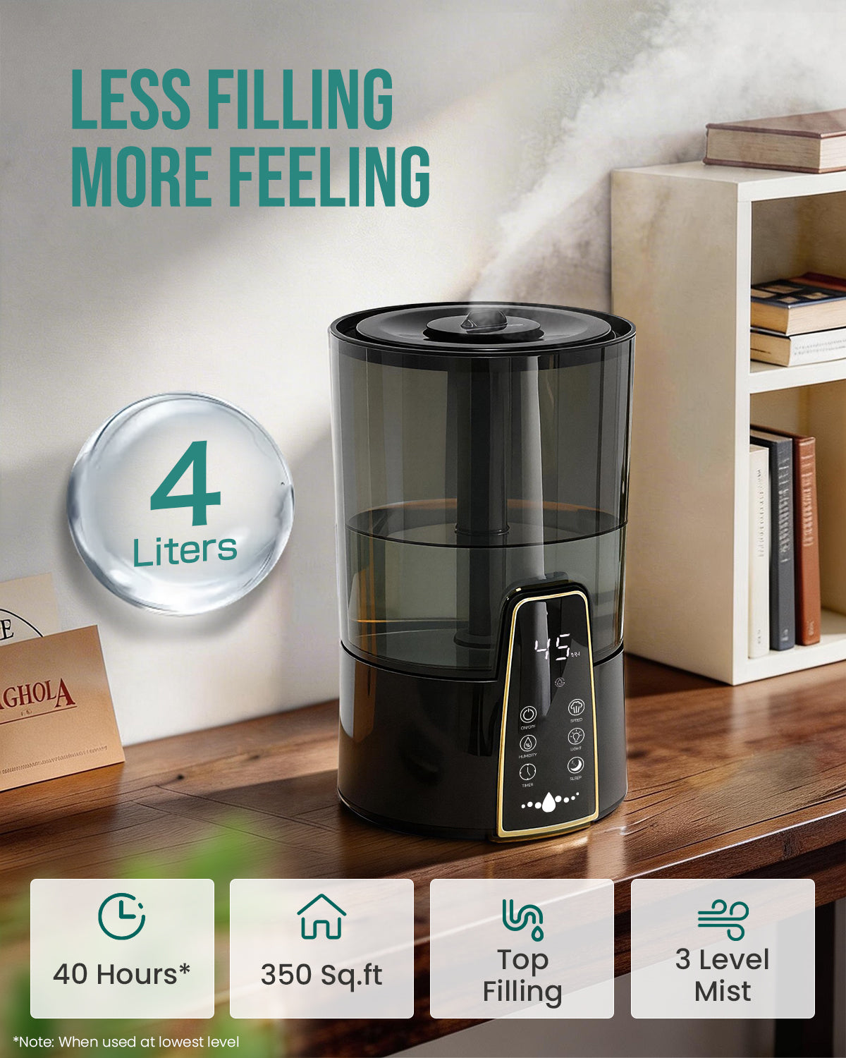 Humidifiers for Bedroom, 4L Remote Control for Large Room | 22301
