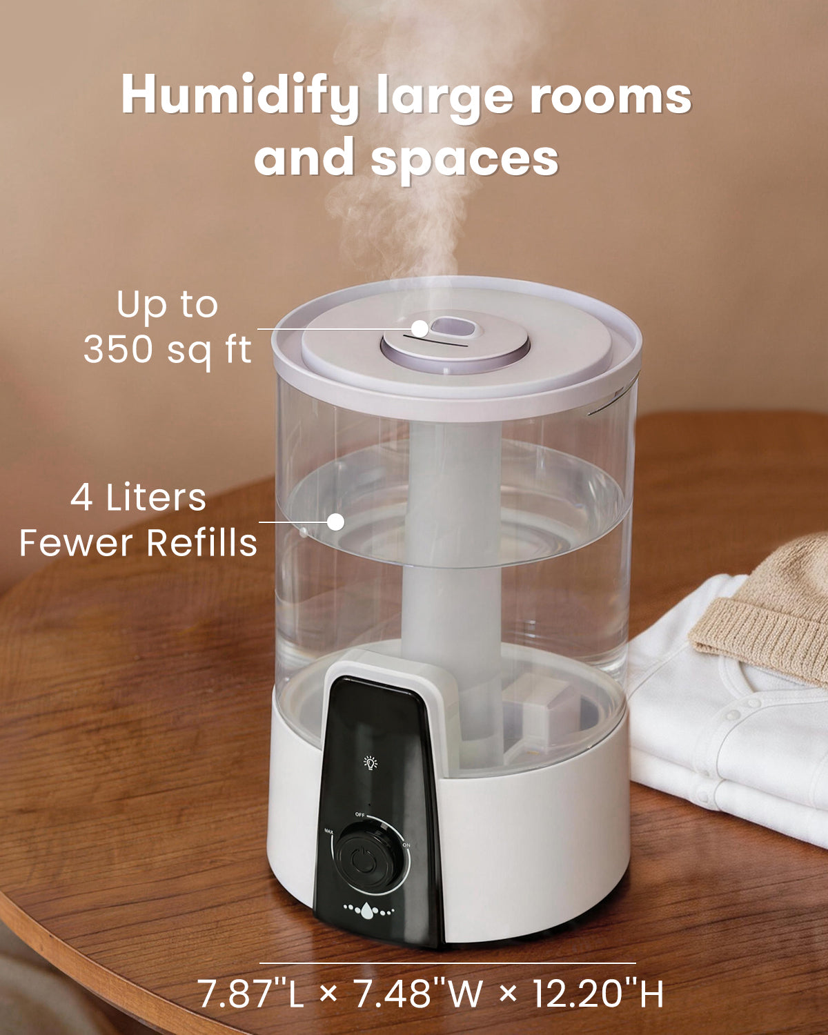 4L Humidifiers for Bedroom,Dishwasher Safe Design Easy Clean | 22301M