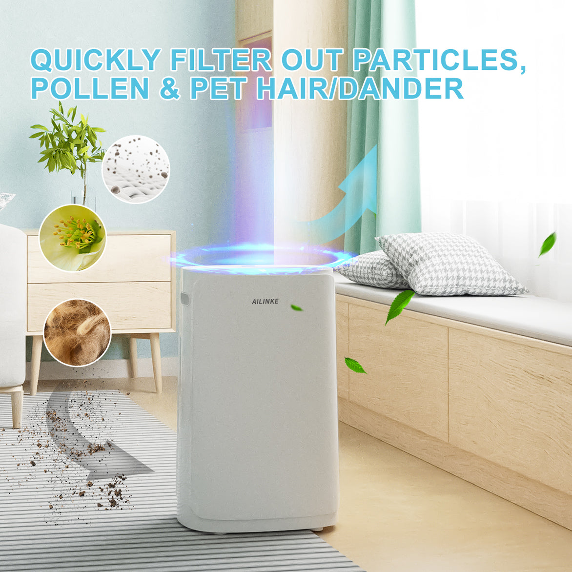 Air Purifiers for Home Large Room, 878 Sq Ft True HEPA Technology Filter Removal 99%+ for Pets Dander Smoke Odor Dust Pollen,Bedroom, Room, Office, Classroom
