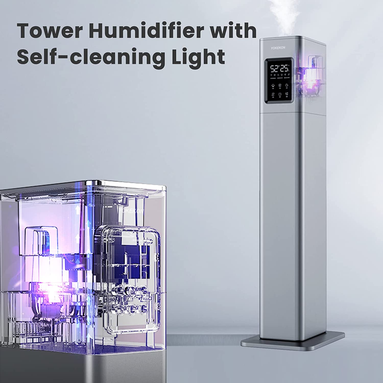 [MH-2101]Large Floor Humidifiers for Bedroom Large Room, Cool Mist Humidifiers by 3.4Gal with 3 Mist Levels, Black