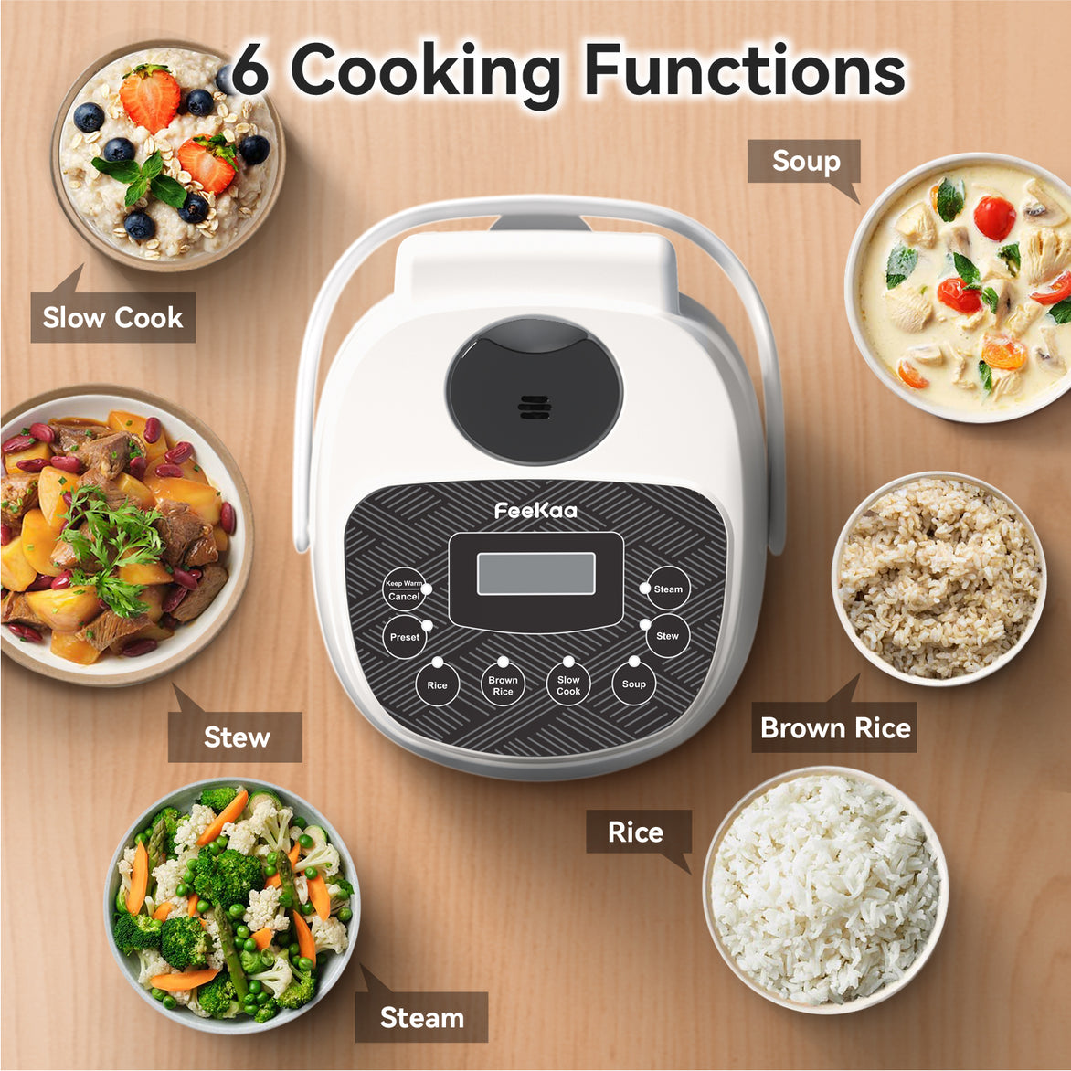 Portable Mini Rice Cooker for Travel - Stainless Steel Inner Pot,  Multi-Function Design, Low Carb